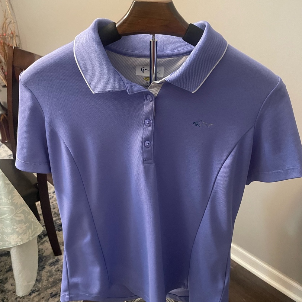 Greg Norman Collection Blue and Purple Fitted Polo Top
